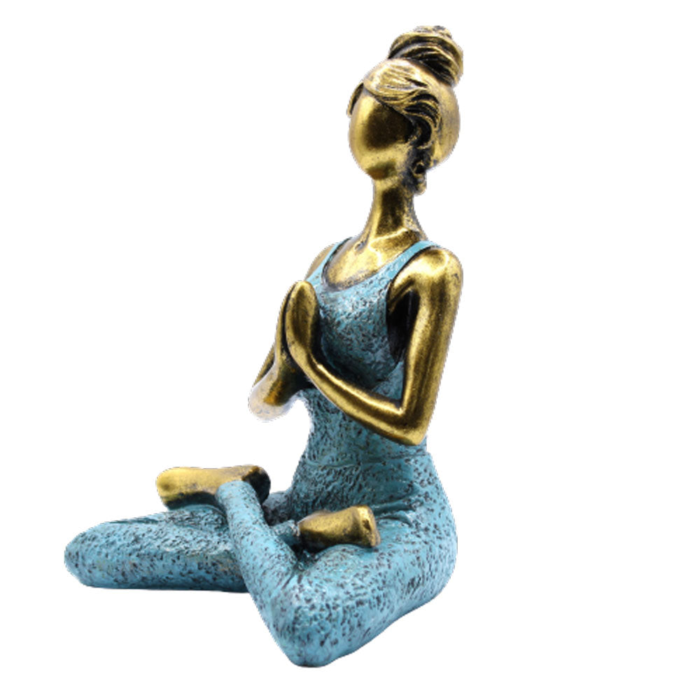 Yoga Lady Figure - Bronze &amp; Turqoise 24cm