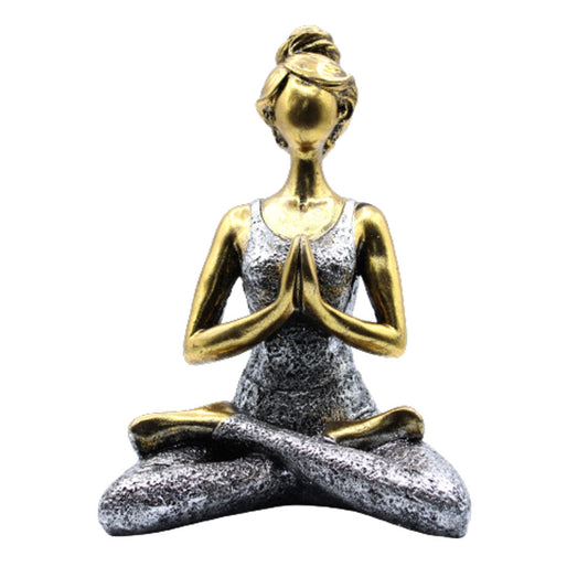 Yoga Lady Figure - Bronze &amp; Silver 24cm