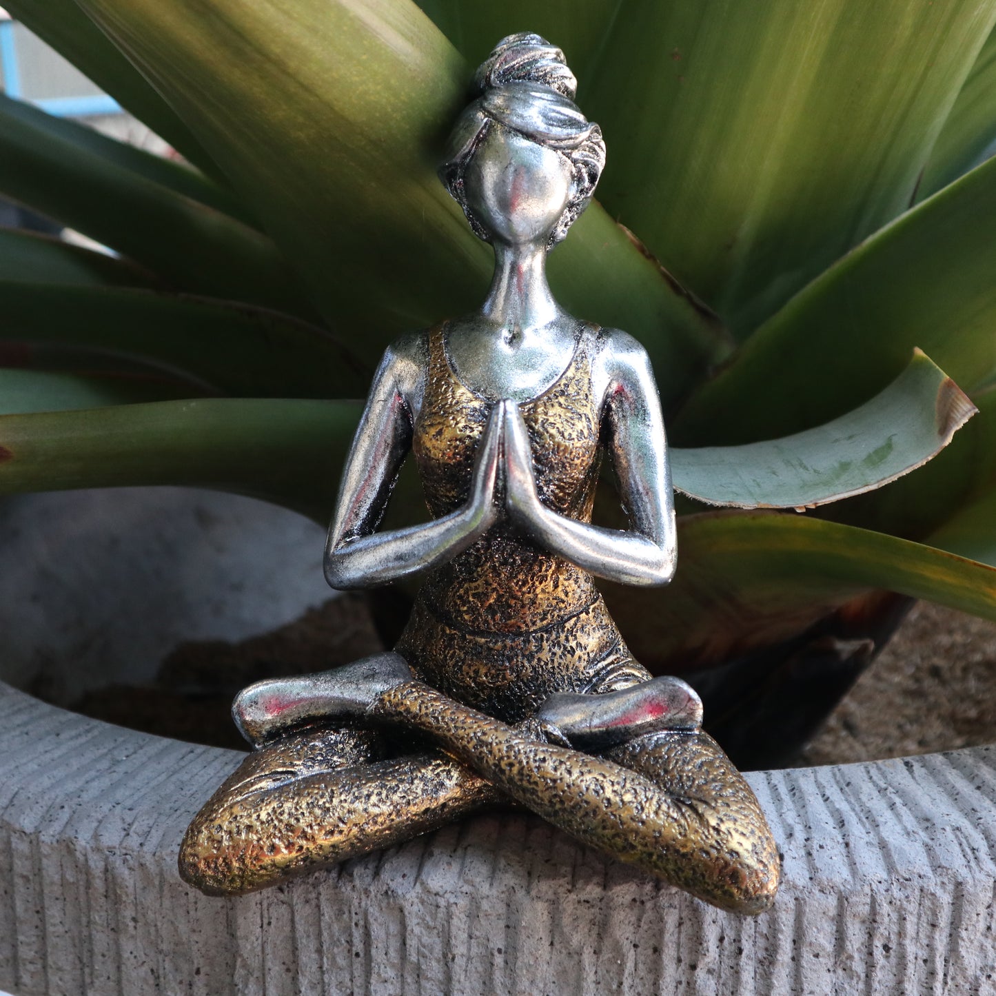 Yoga Lady Figure - Silver &amp; Gold 24cm