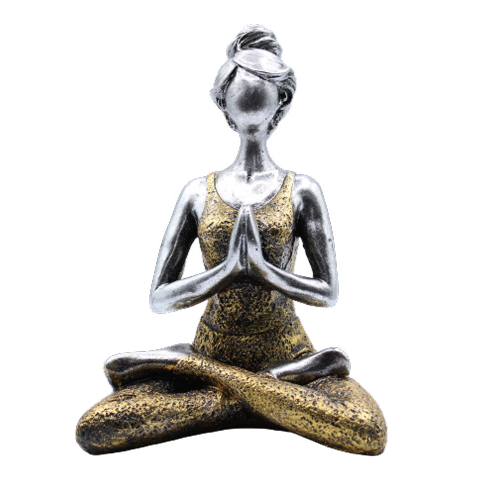 Yoga Lady Figure - Silver &amp; Gold 24cm