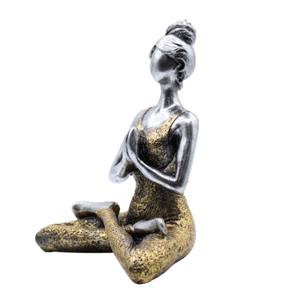 Yoga Lady Figure - Silver &amp; Gold 24cm