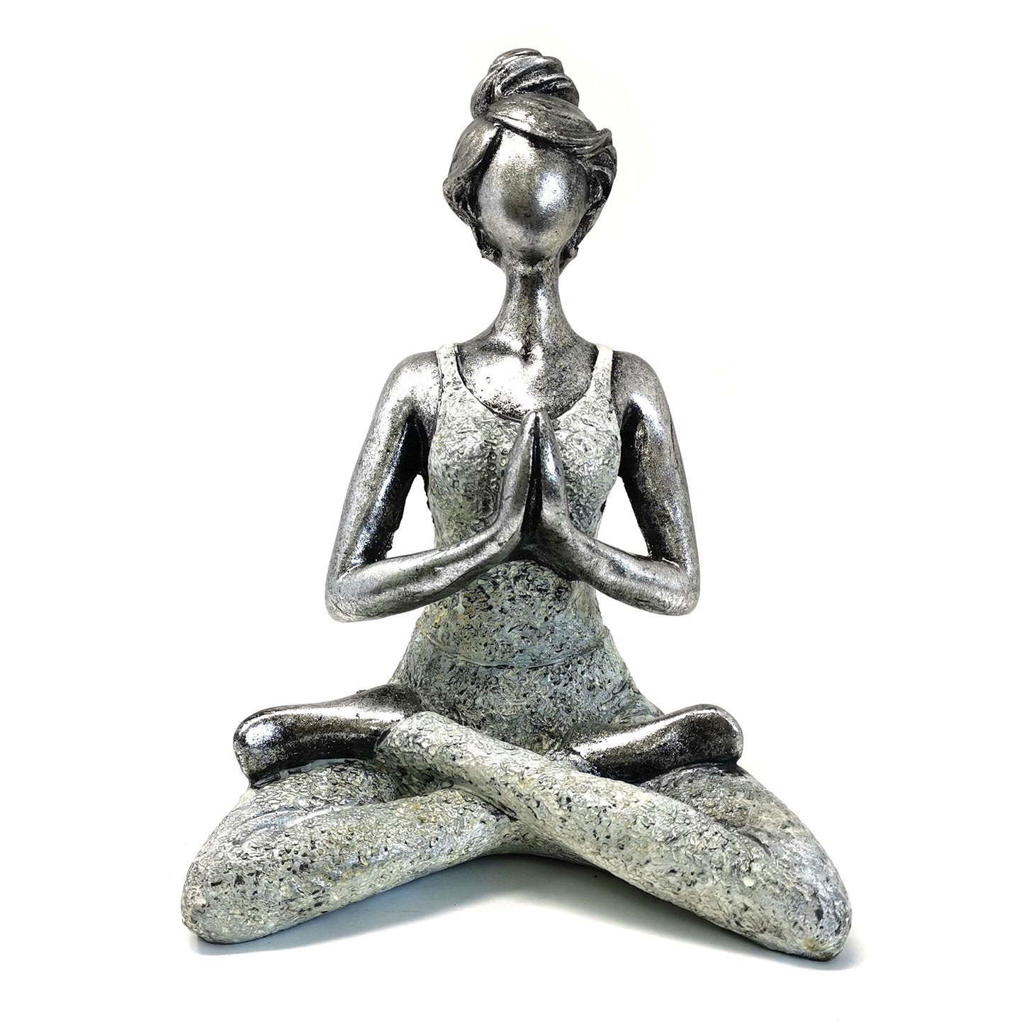 Yoga Lady Figure - Silver &amp; White 24cm