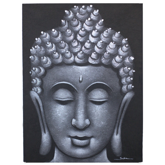 Buddha Frame - Brocade Detail in Gray