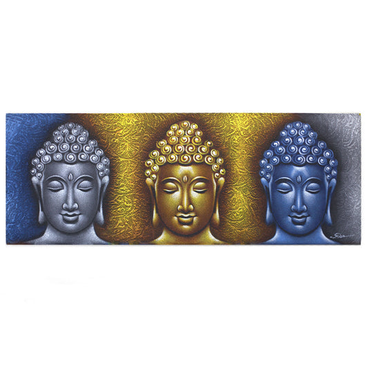 Buddha Picture - Three Heads Details in Gold