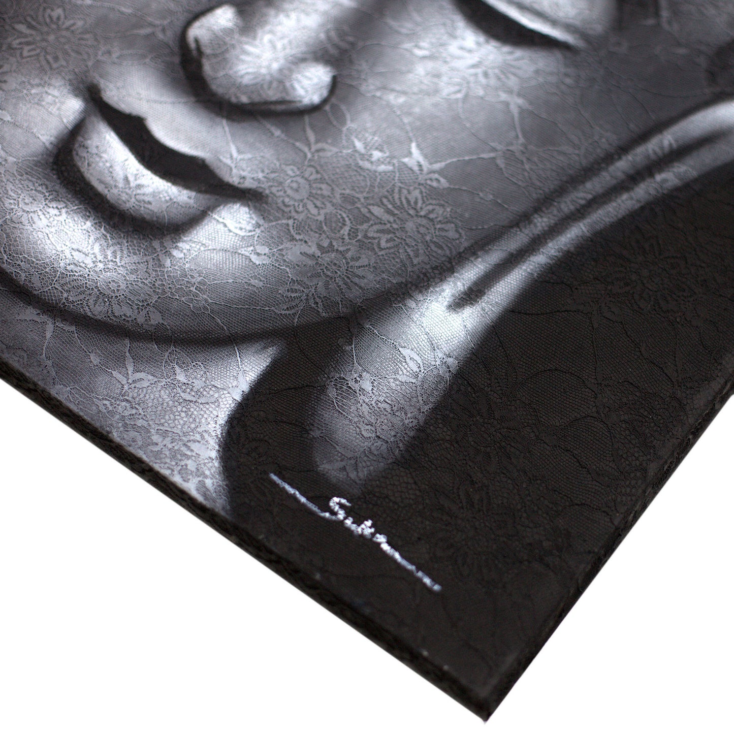 Buddha Frame - Brocade Detail in Gray