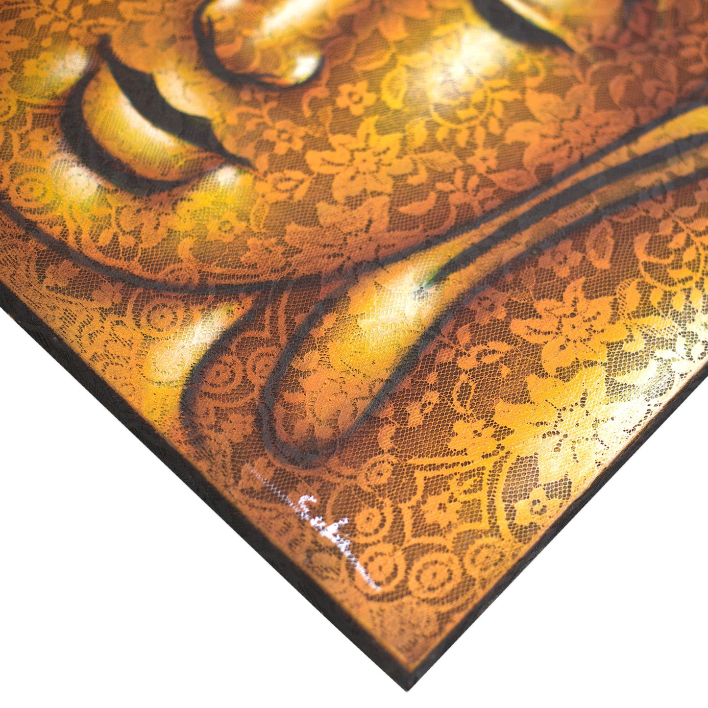 Buddha Frame - Gold Brocade Detail