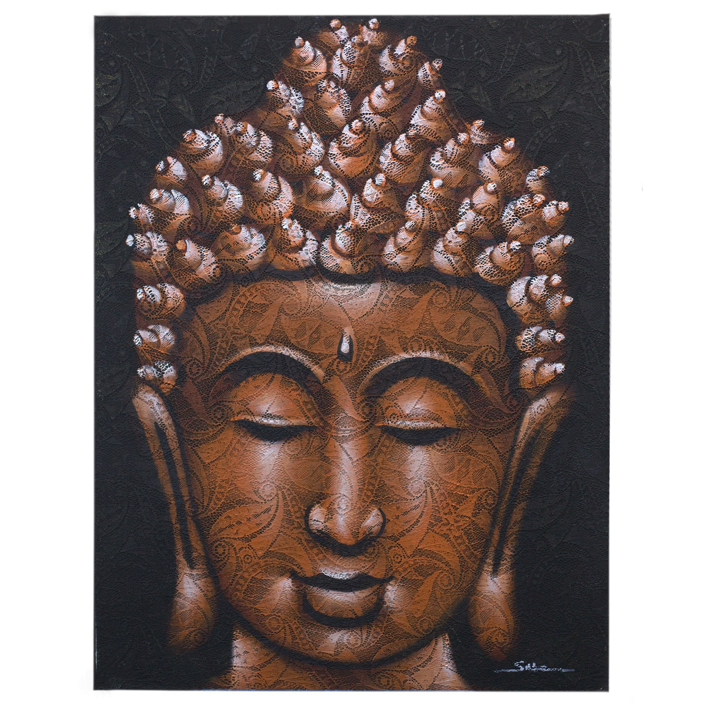 Buddha Frame - Copper Brocade Detail