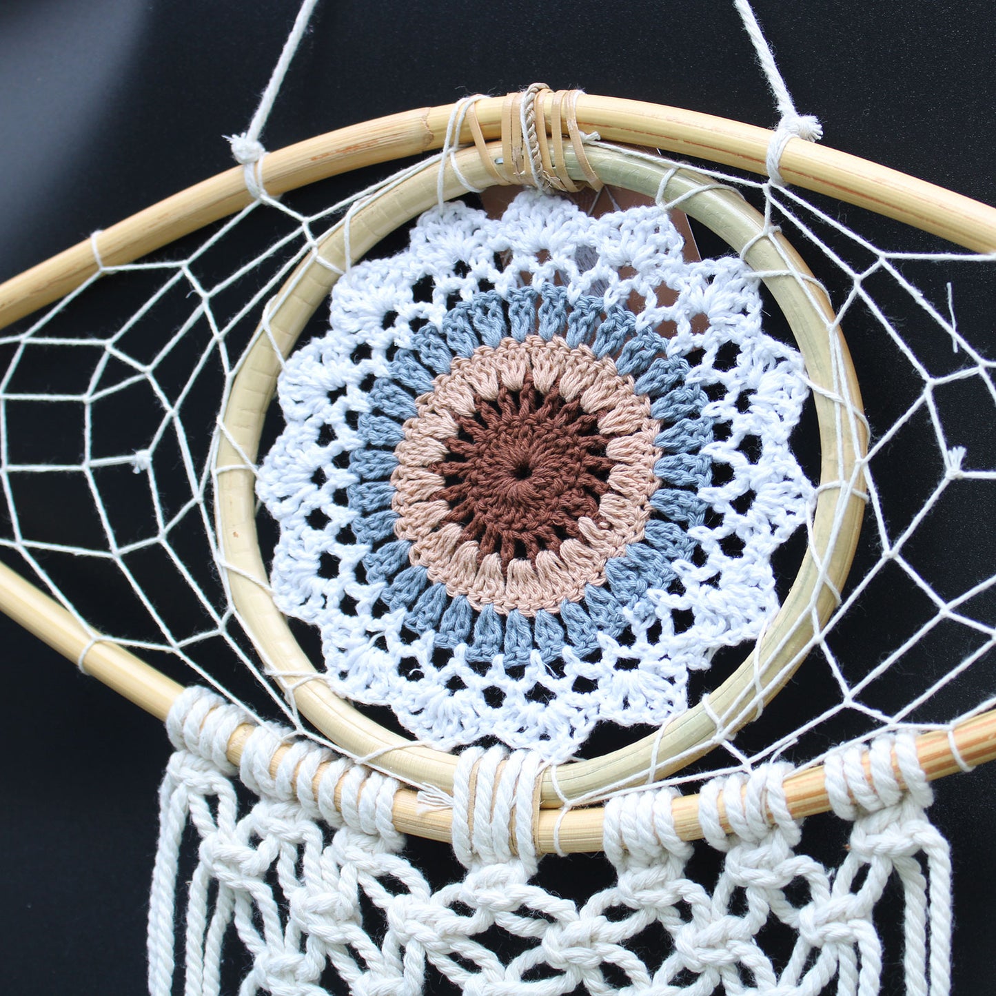 Atrapasueños - Med Macramé Eye Blanc / Gris / Marron