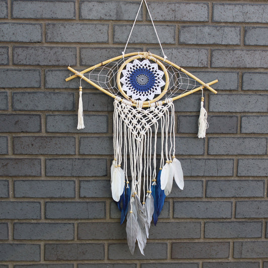 Atrapasueños - Med Macramé Eye White / Blue / Gray