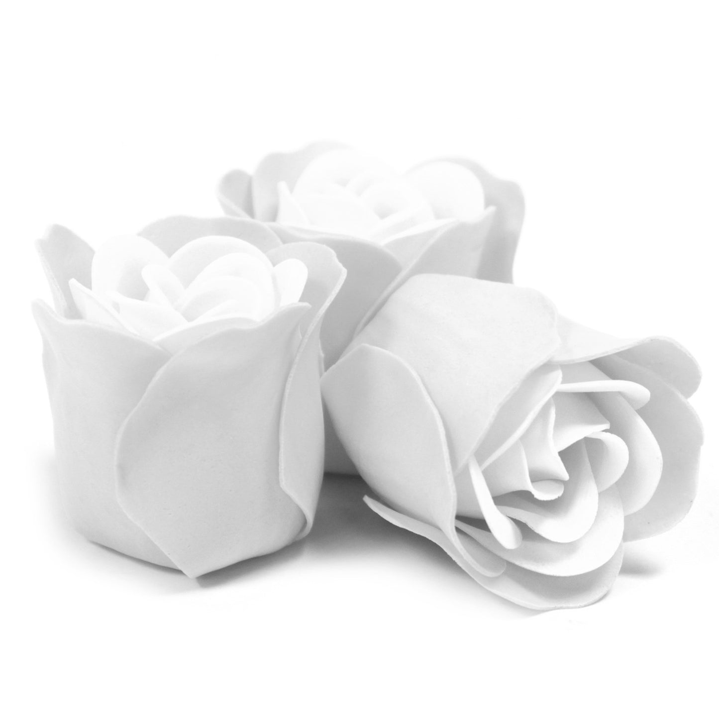 Lot de 3 fleurs de jabon en forme de coeur - roses blanches