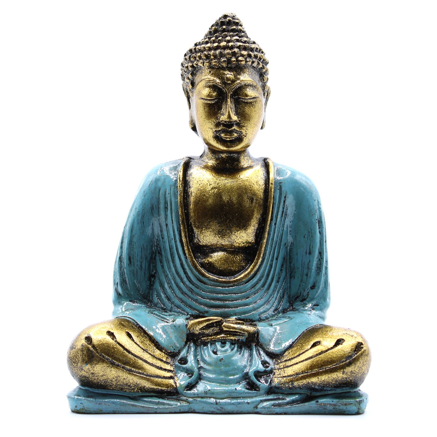 Bouddha Vert Bleu et Or - Med