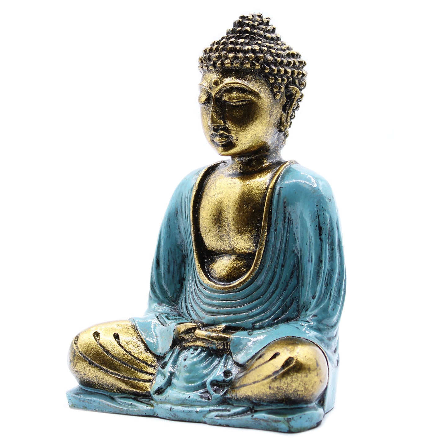 Bouddha Vert Bleu et Or - Med