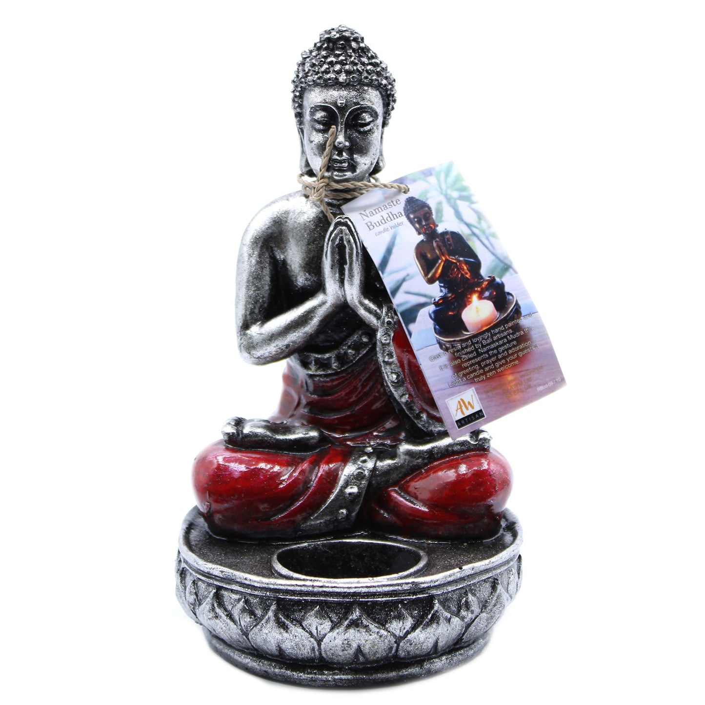 Buddha Candle Holder - Red - Med