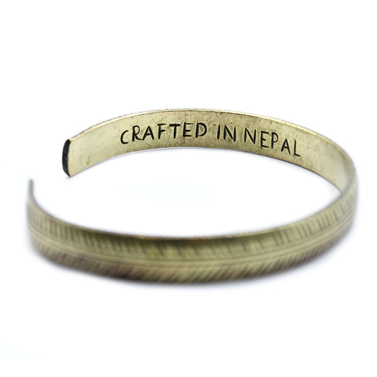 Tibetan Brass Bracelet - Thin Tribal Hoja