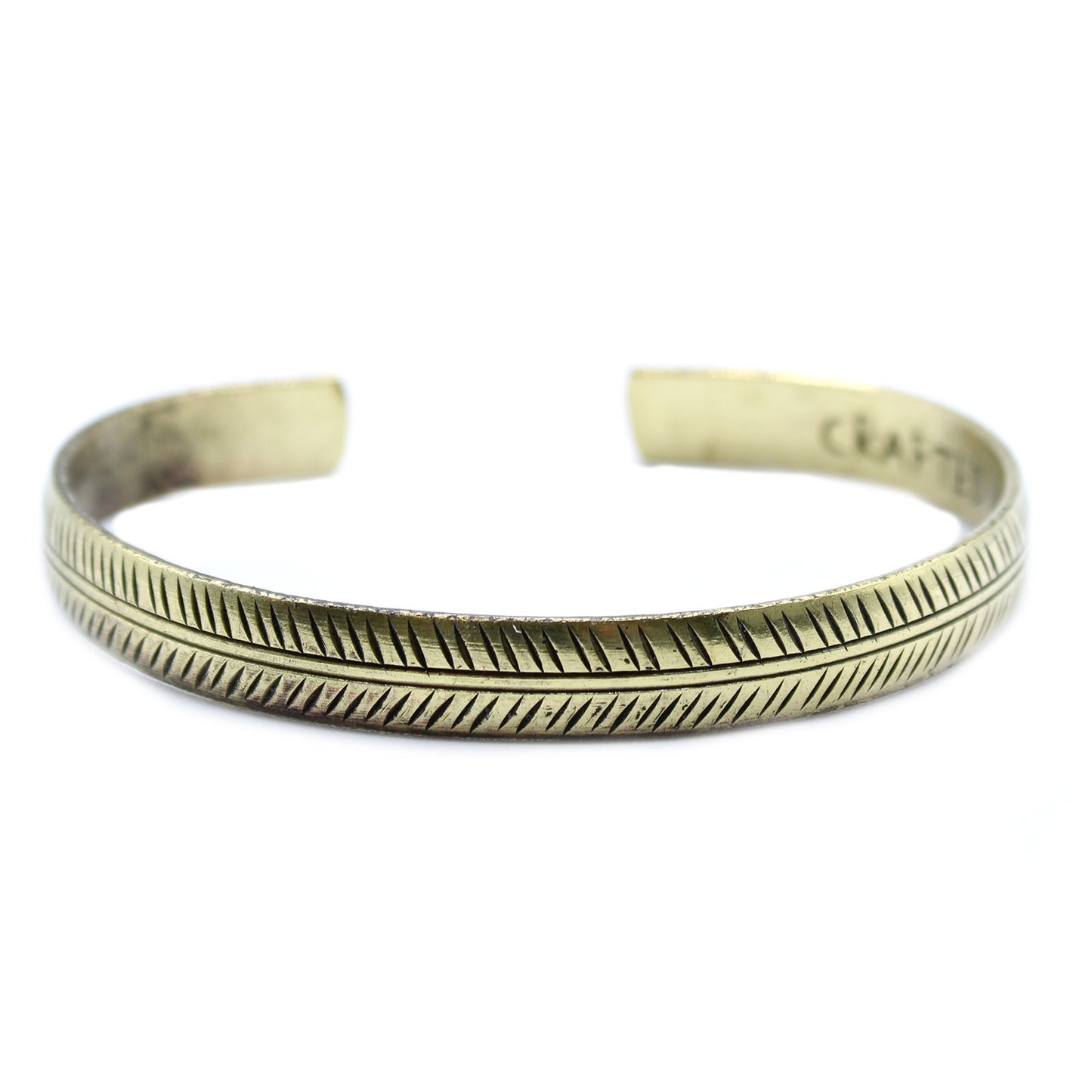 Tibetan Brass Bracelet - Thin Tribal Hoja