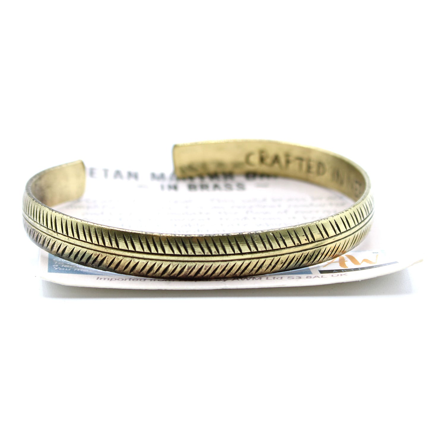 Tibetan Brass Bracelet - Thin Tribal Hoja