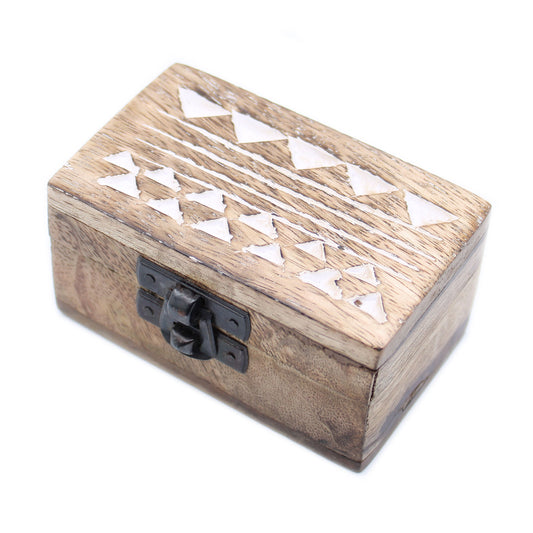 White Wooden Box - 3x1.5 Pastillero Design Azteca