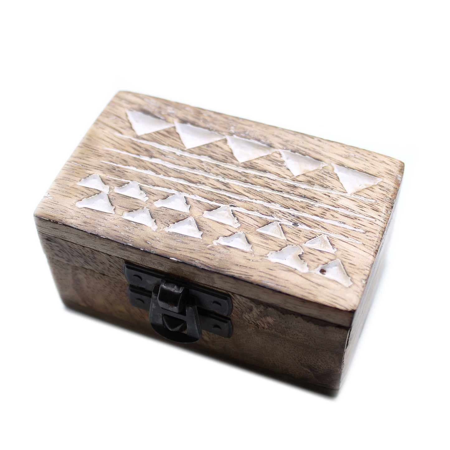 Caja de Madera Blanca - 3x1.5 Pastillero Diseño Azteca