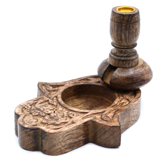 Brûleur inversé en bois de manguier Sm - Hamsa