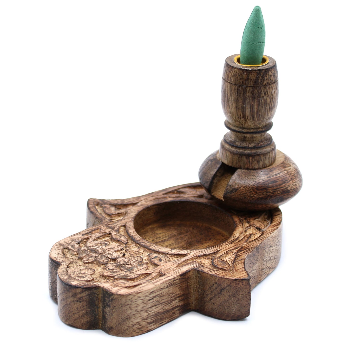 Brûleur inversé en bois de manguier Sm - Hamsa