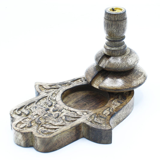 Med Mango Wood Inverse Burner - Hamsa