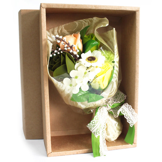 Jabon flower bouquet in box - green