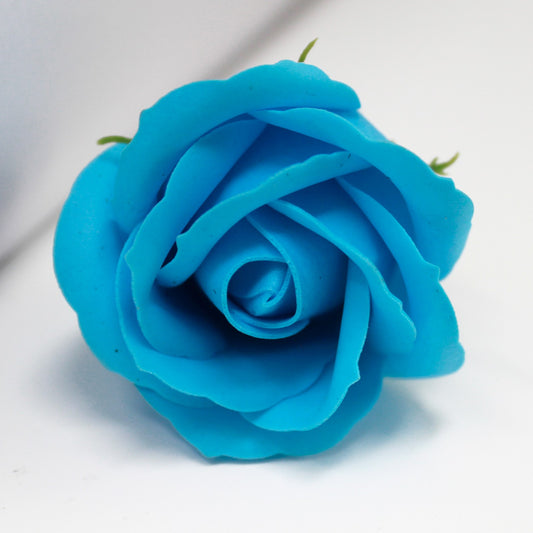 Fleur artisanale déco moyenne - bleu