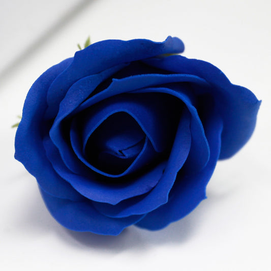 Fleur artisanale déco moyenne - bleu roi