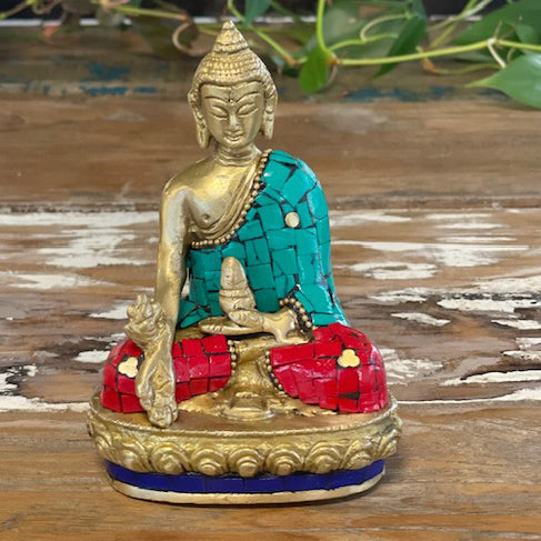 Figura de Buda de Latón - Mano Abajo - 11.5 cm