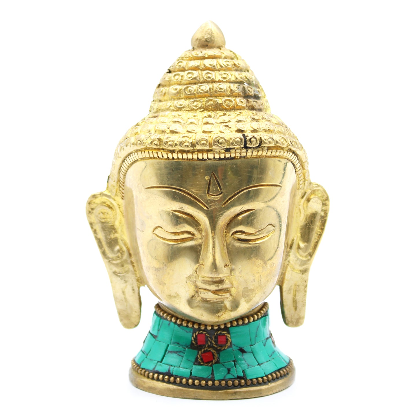 Brass Buddha Figure - Large Head - 11.5 cm