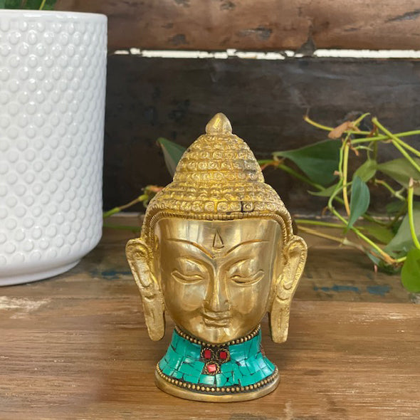 Brass Buddha Figure - Large Head - 11.5 cm