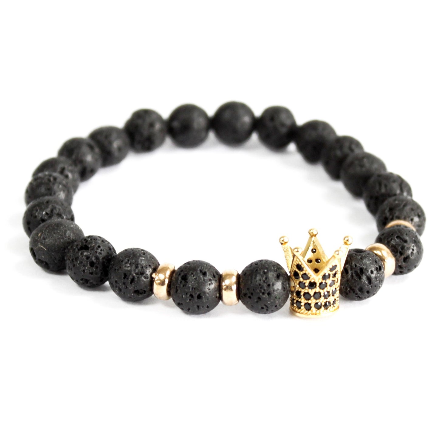 Golden corona / lava stone - precious stone bracelet