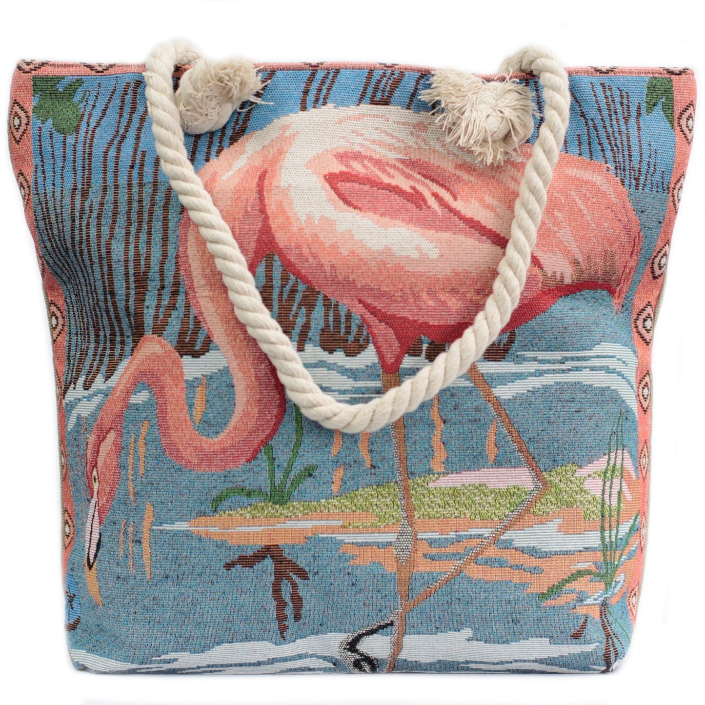 Shopper pocket with wing - flamenco in lagoon