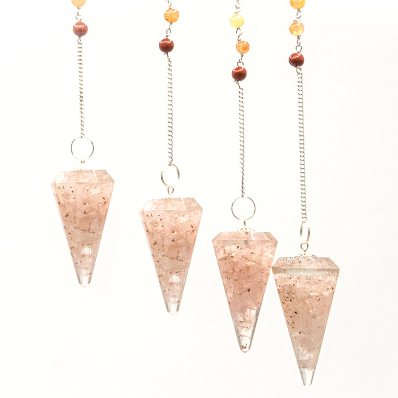 Power Chakra orgonite pendulum - Pink marble