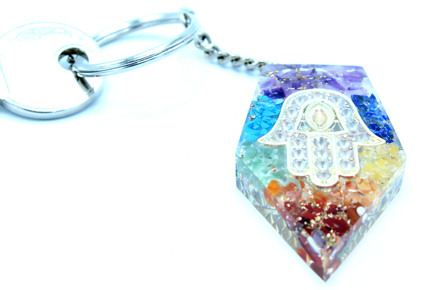 Lampe power orgonite - Pierres Preciosas Chakra Hamsa