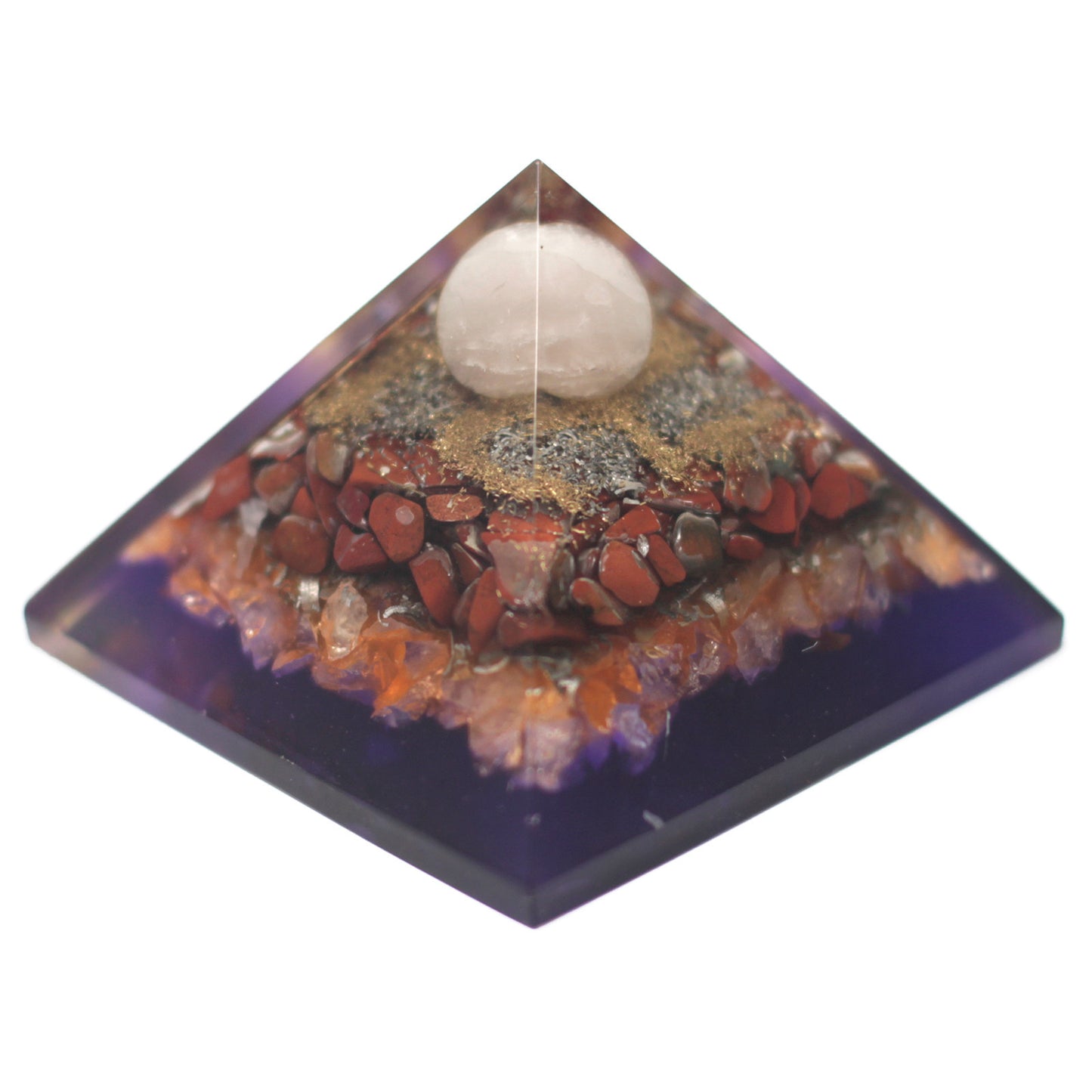 Pyramide Organite Lrg 70cm - Véritable paon (base terre)