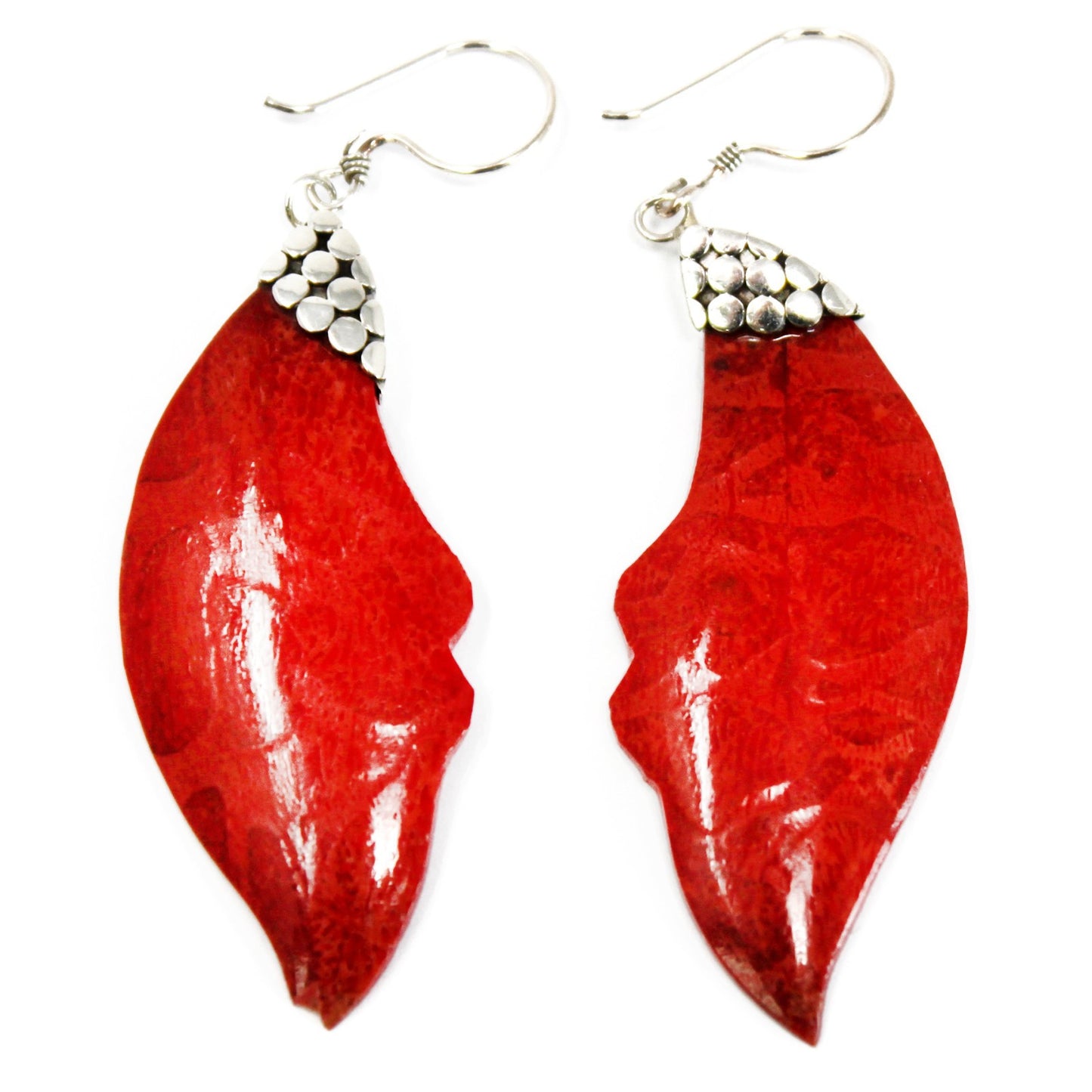 Silver and coral pendants - Caída de hojas