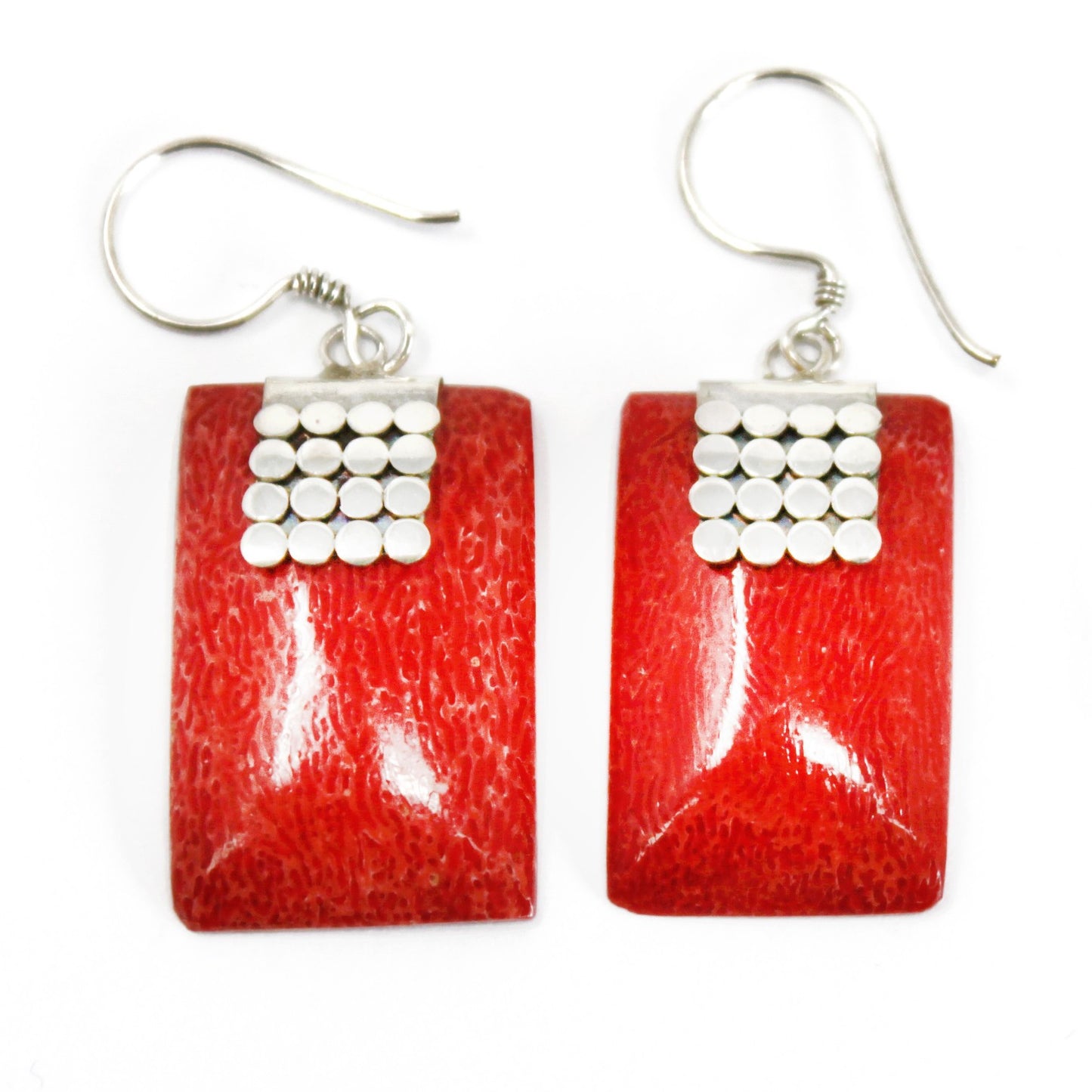 Silver and coral pendants - Mini Discos SQ