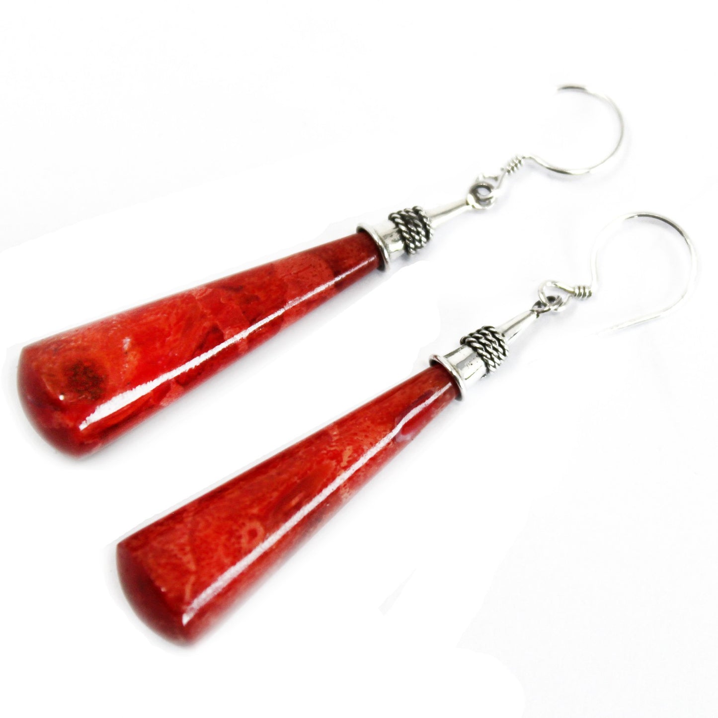 Silver and coral pendants - Larga tear