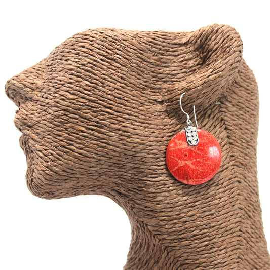 Silver and coral pendants - Disc decoration