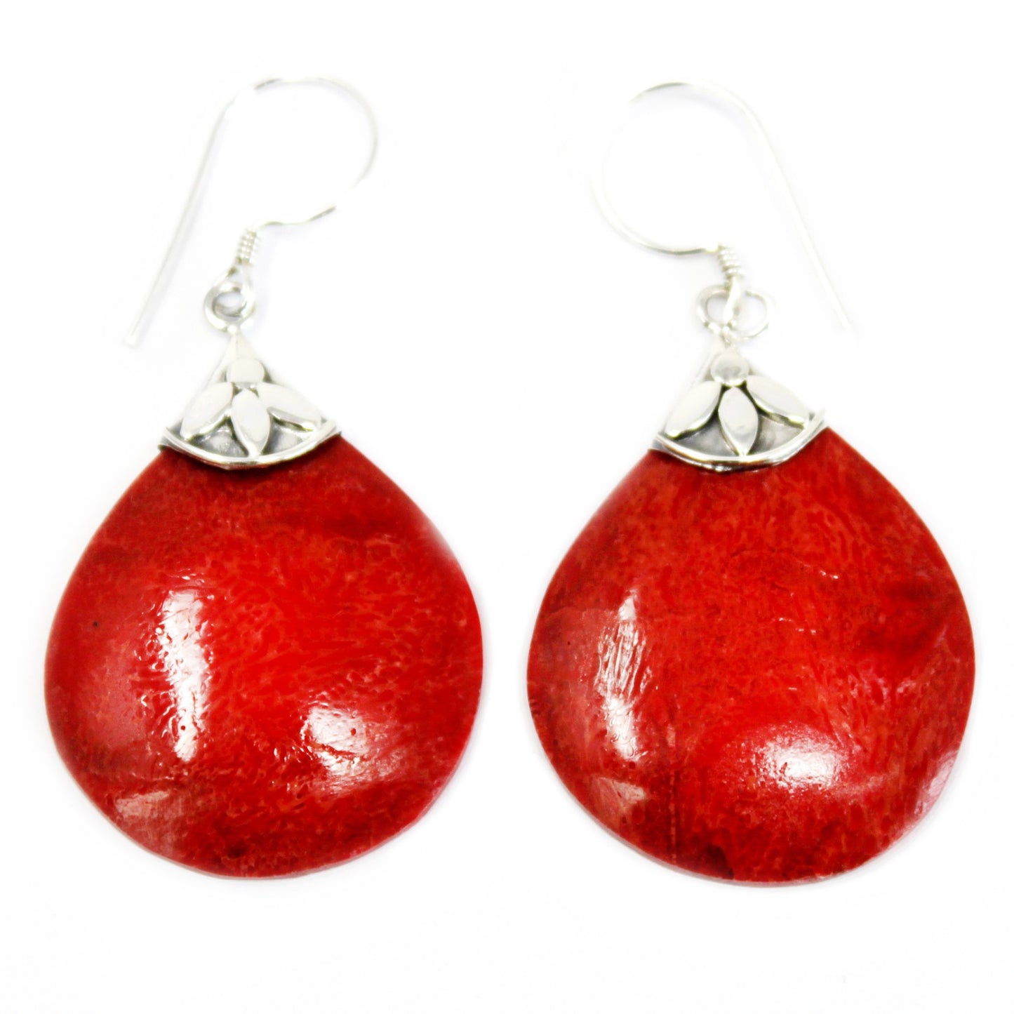 Silver and coral pendants - Ball drops