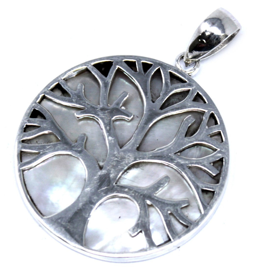 Tree of Life Silver Necklace 30mm - Madre Pearl