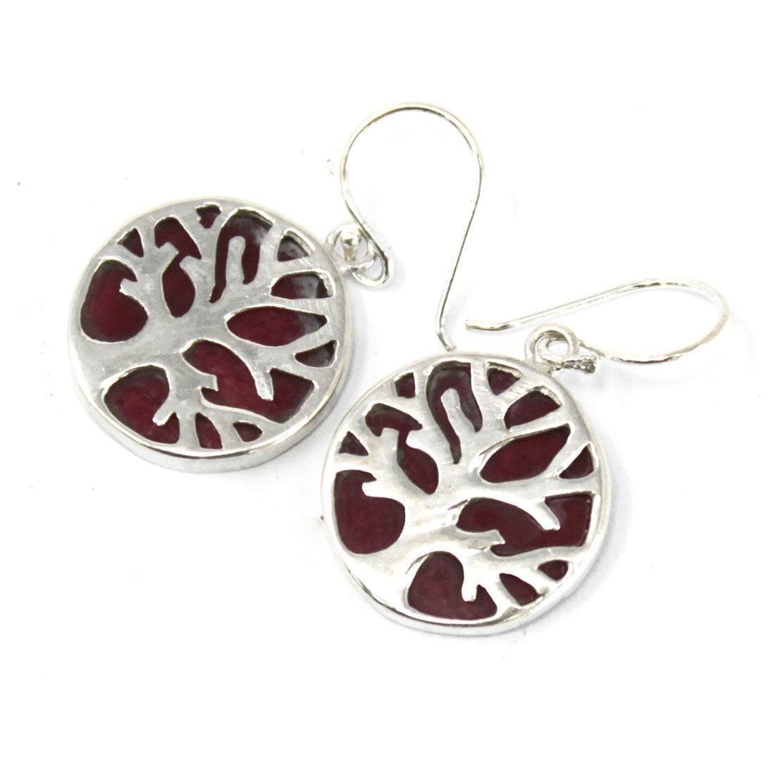 Silver Tree Pendants of Life 15mm - Coral Effect