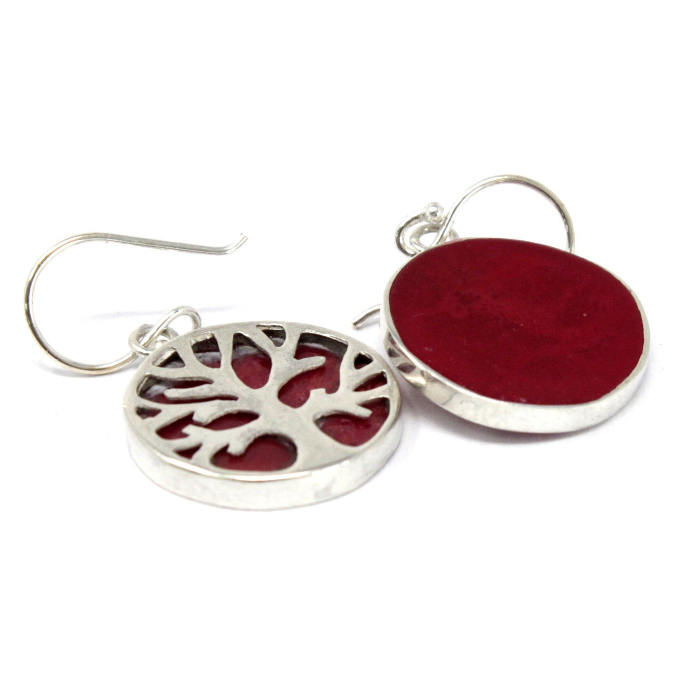 Silver Tree Pendants of Life 15mm - Coral Effect