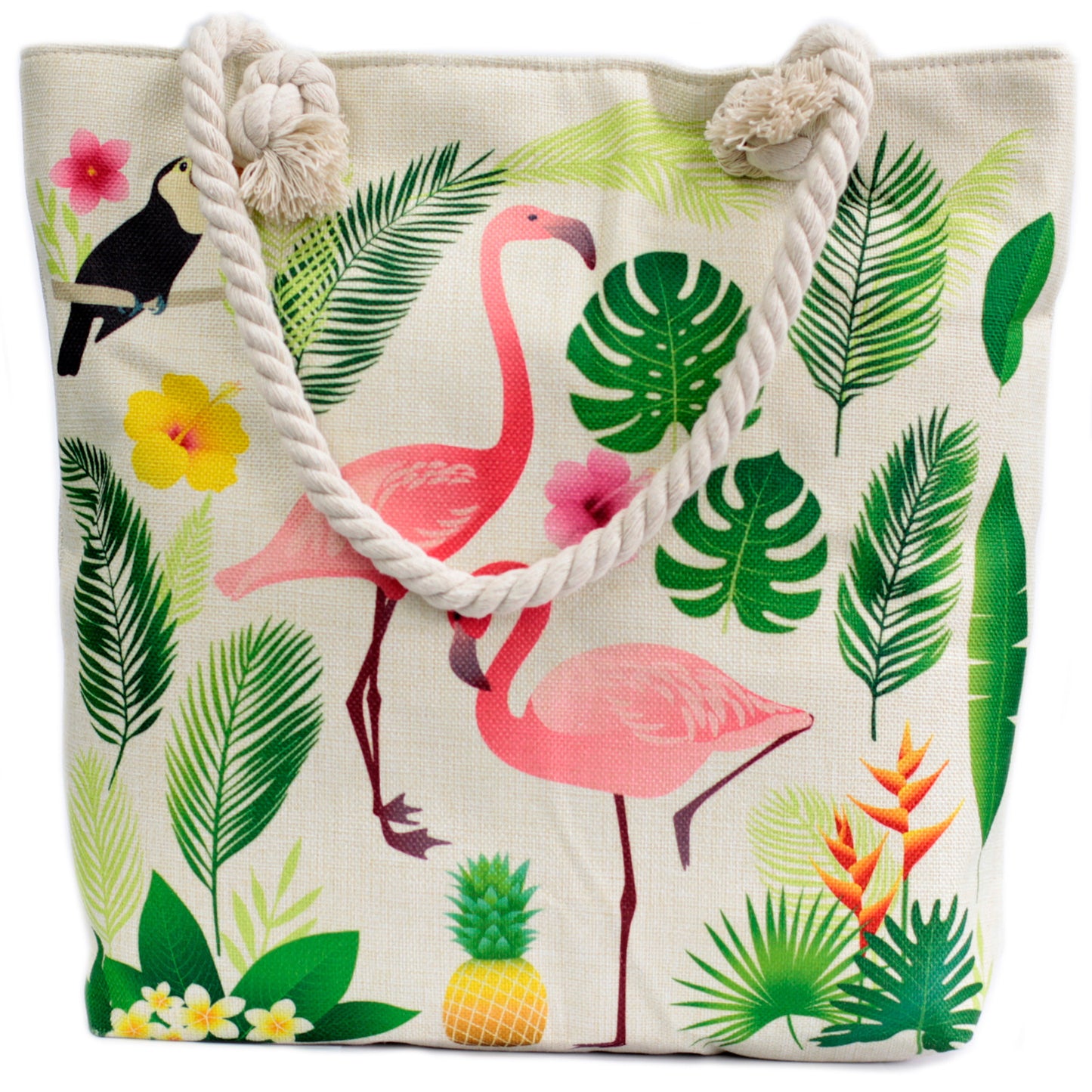 Bolso shopper con asa de cuerda - tropical flamenco