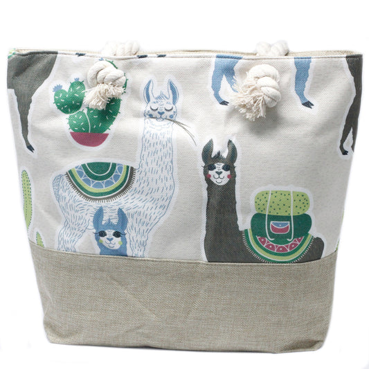 Shopper pocket with handle - Llamas