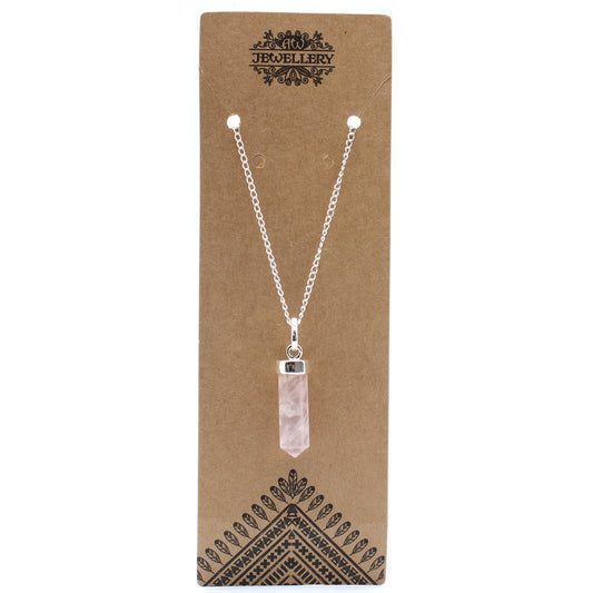 Classic Point Necklace of Precious Stones - Pink Cuarzo