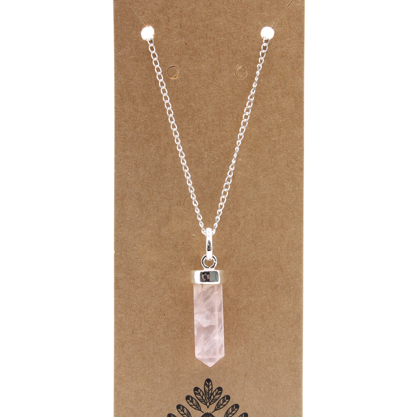 Classic Point Necklace of Precious Stones - Pink Cuarzo