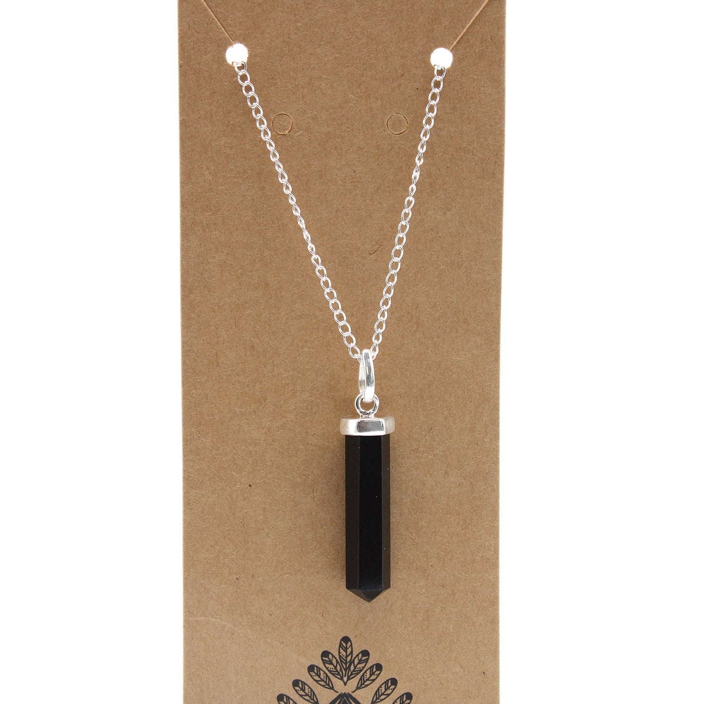 Classic Point Necklace of Precious Stones - Black Ágate