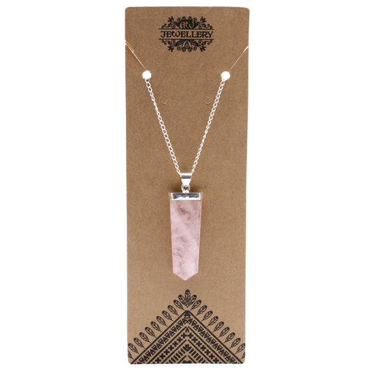 Flat Necklace of Precious Stones - Pink Cuarzo